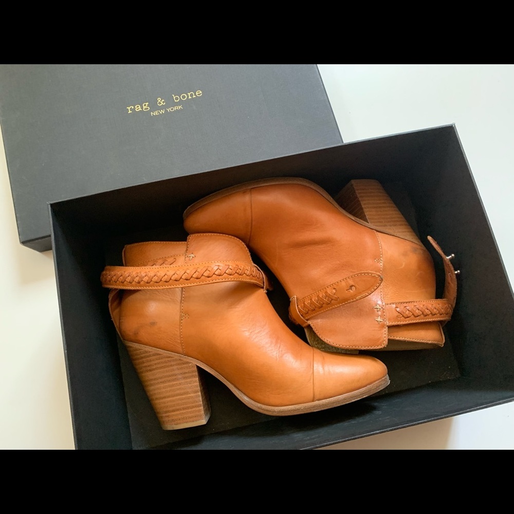 Rag & Bone natural woven harrow boots leather 38.5